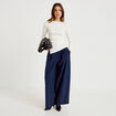 Top ajust&eacute; manches longues col rond ecru femme