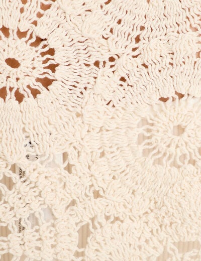 Pull ajouré effet crochet ecru femme