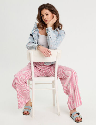 Pantalon large fluide rouge foncé femme