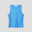 Débardeur cropped côtelé bleu femme