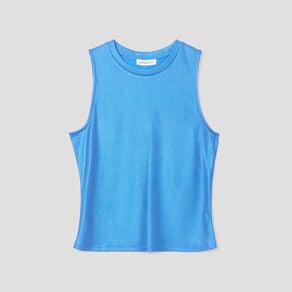 debardeur cropped cotele bleu femme Débardeur cropped côtelé bleu femme