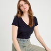 T-shirt manches courtes bleu marine femme
