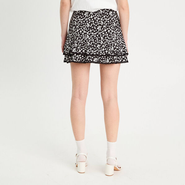jupe evasee avec volants noir femme Jupe évasée avec volants noir femme