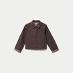 Veste courte boutonn&eacute;e doublure vichy marron fonc&eacute; femme