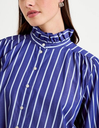 Chemise oversize manches longues bleu femme