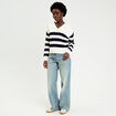 Pull col marin manches longues blanc femme