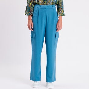 pantalon city large cargo bleu petrole femme Pantalon city large cargo bleu pétrole femme
