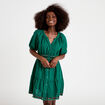 Robe courte &eacute;vas&eacute;e col am&eacute;ricain vert fonc&eacute; femme