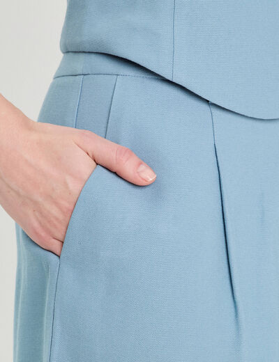 Bermuda droit pinces bleu gris femme