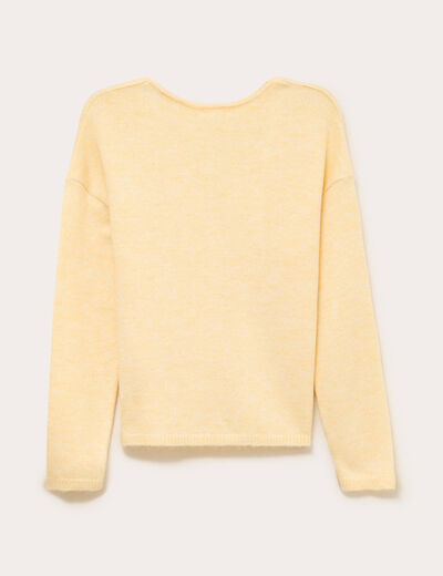 Gilet boutonné avec col en V jaune pastel femme