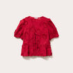 Blouse manches courtes noeuds rouge foncé femme