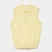 Polo sans manches col chemise brod&eacute; jaune clair femme
