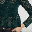Blouse p&eacute;plum dentelle vert fonc&eacute; femme