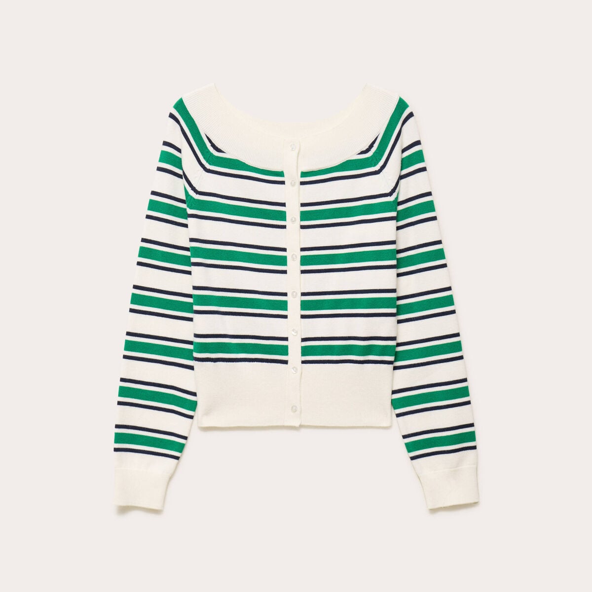 Gilet col bateau vert femme