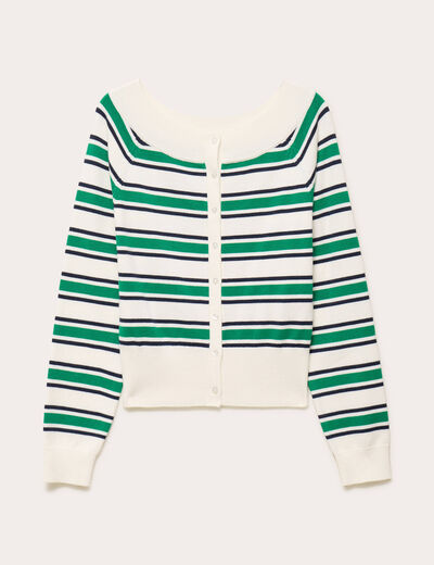 Gilet col bateau vert femme