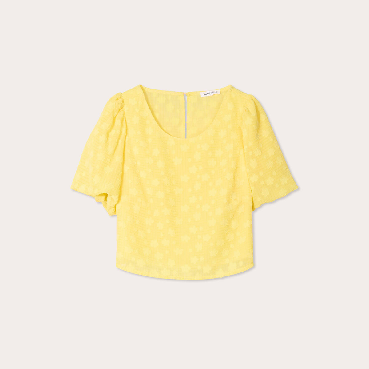 Blouse manches courtes jaune pastel femme