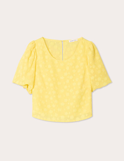 Blouse manches courtes jaune pastel femme