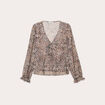 Blouse nouée manches longues multicolore femme