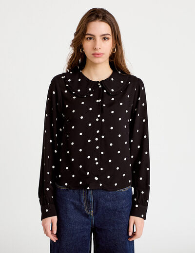 Chemise grand col noir femme