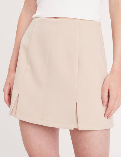 Jupe-short droite fentes sable femme