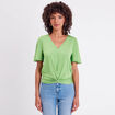 Blouse satin taille nouée vert femme