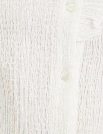 Chemise manches longues volants ecru femme