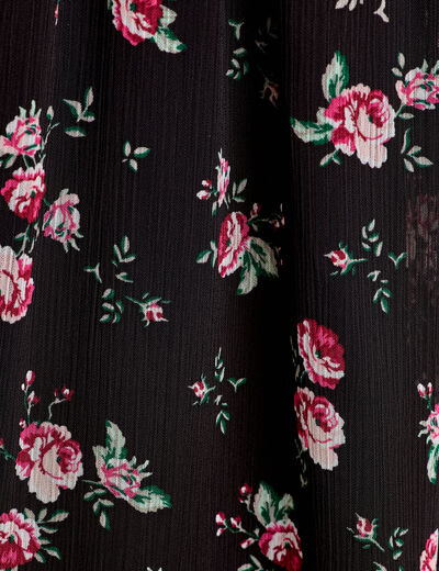 Robe longue évasée volants noir femme