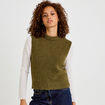 Pull sans manches vert kaki femme