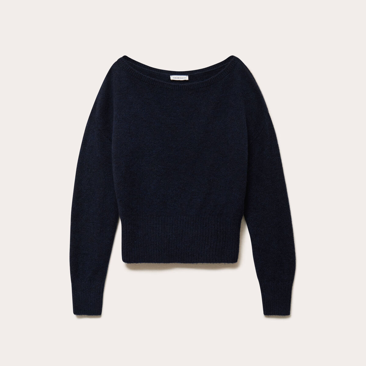 Pull col bateau bleu marine femme