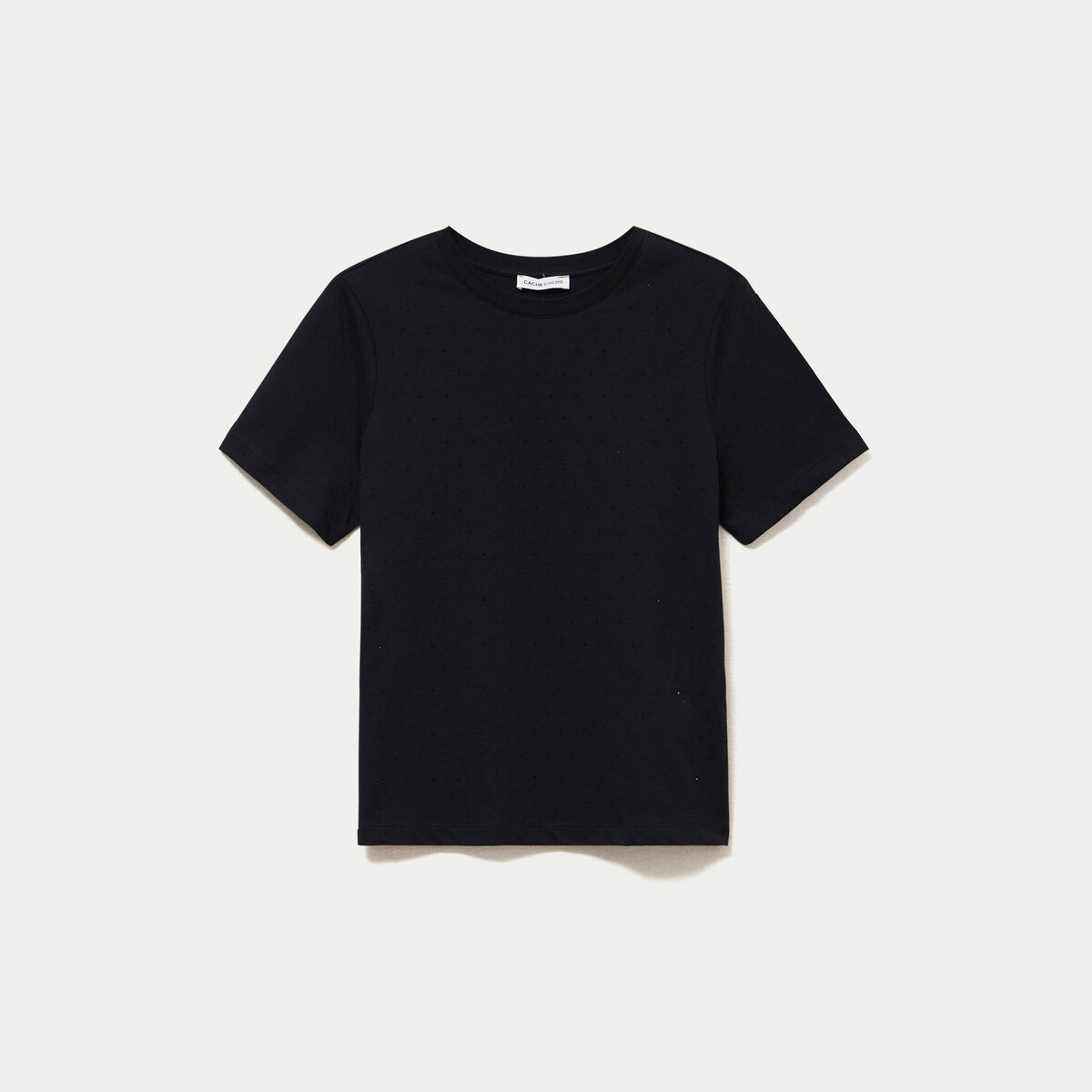T-shirt col rond manches courtes noir femme