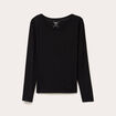 T-shirt uni &agrave; manches longues noir femme