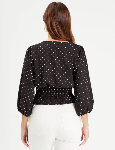 Blouse manches 3/4 noir femme