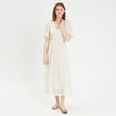 Robe longue évasée dentelle ecru femme