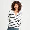 Pull manches longues col polo ecru femme