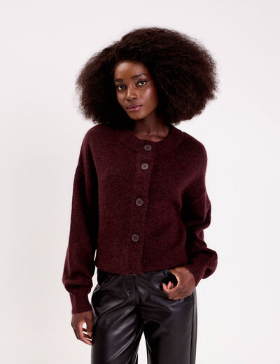 Gilet boutonn&eacute; rouge fonc&eacute; femme