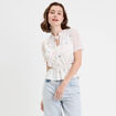 Blouse col V manches courtes blanc femme