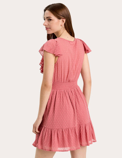 Robe évasée plumetis vieux rose femme