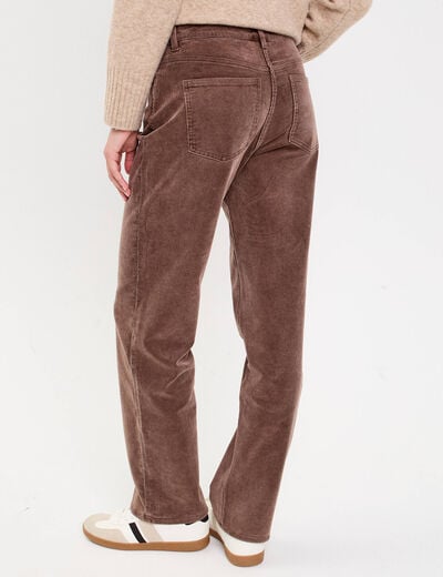 Pantalon droit en velours jaune femme