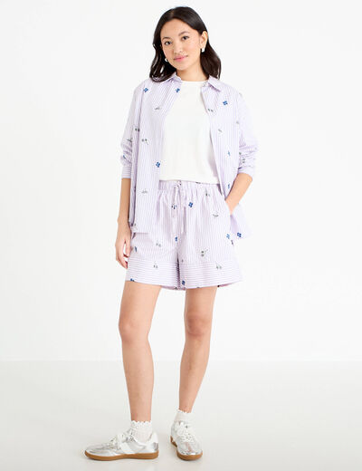 Short flare brod&eacute; Bridgerton violet clair femme