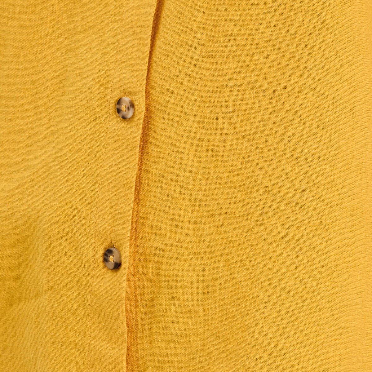 Chemise manches courtes contenant du lin jaune citron femme