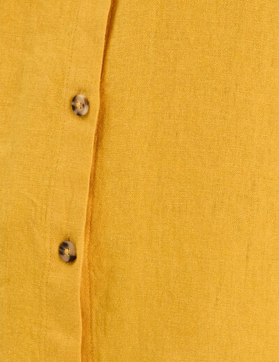 Chemise manches courtes contenant du lin jaune citron femme