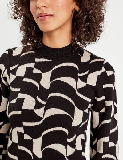 Robe pull évasée col montant blanc femme