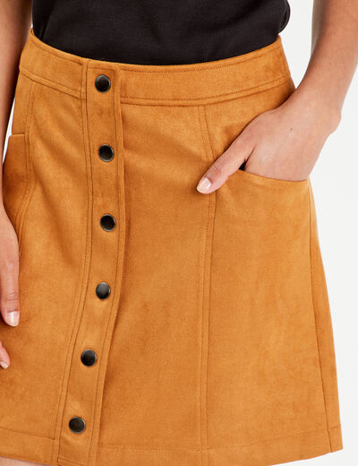 Jupe trapèze suédine camel femme