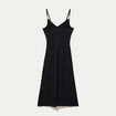 Robe longue droite en maille noir femme