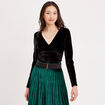 T-shirt velours cintré noir femme