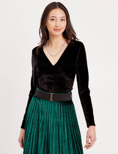 T-shirt velours cintré noir femme