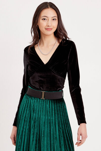 T-shirt velours cintré noir femme