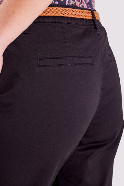 Pantalon chino 7/8ème noir femme