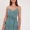 Robe longue évasée bleu femme