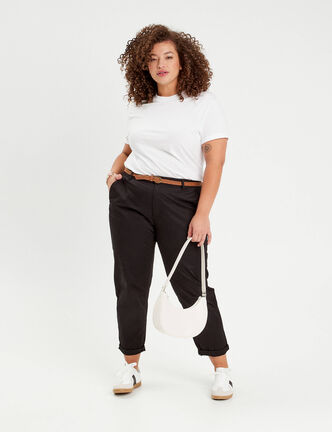 Pantalon chino 7/8ème noir femme